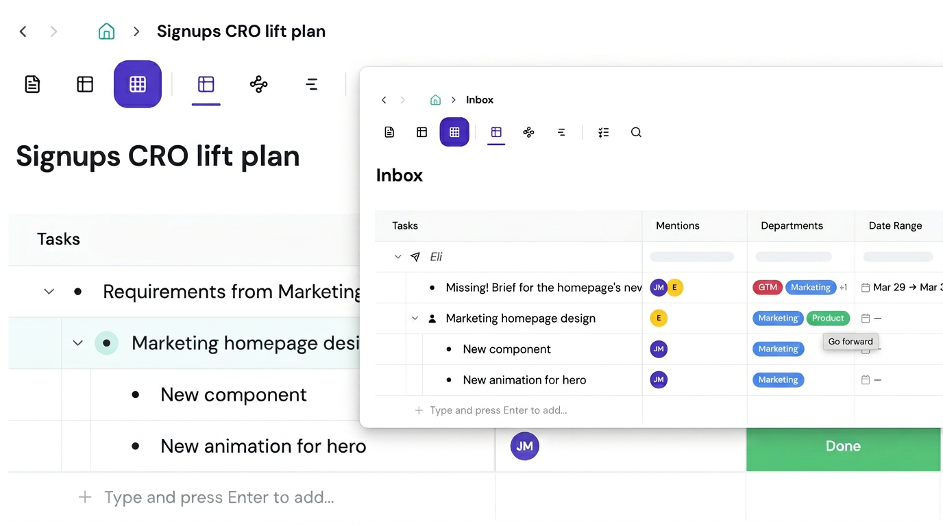 Cross-team task mirroring